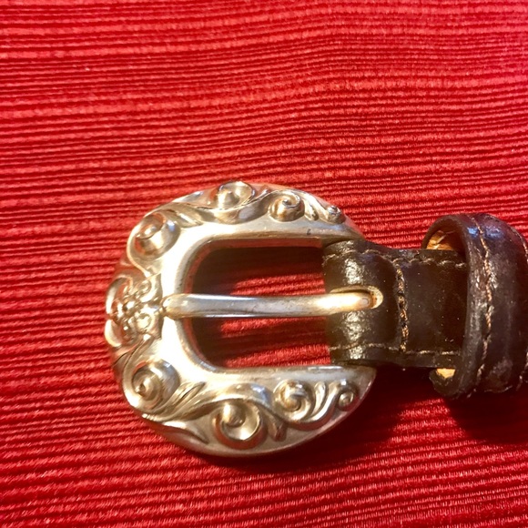 Annabella Beautiful Brown Leather Belt w/Silver - Picture 4 of 6